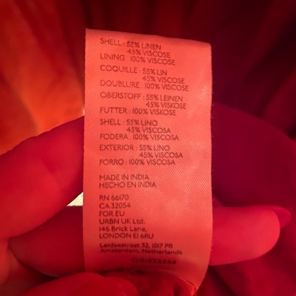 Anthropologie Somerset Orange Red Linen Edition Tiered Maxi Midi Summer Dress M - Picture 5 of 8